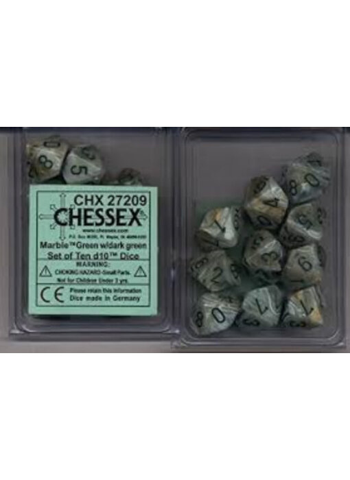 Marble 10 * D10 Green / Dark Green Chessex Dice (CHX27209)
