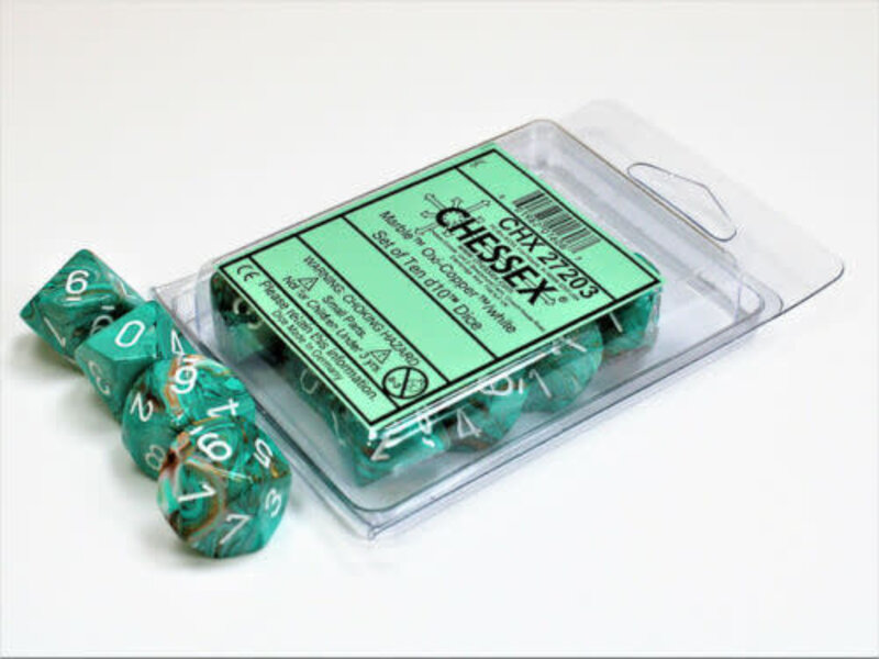 Chessex Marble 10 * D10 Oxi-Copper / White Chessex Dice (CHX27203)