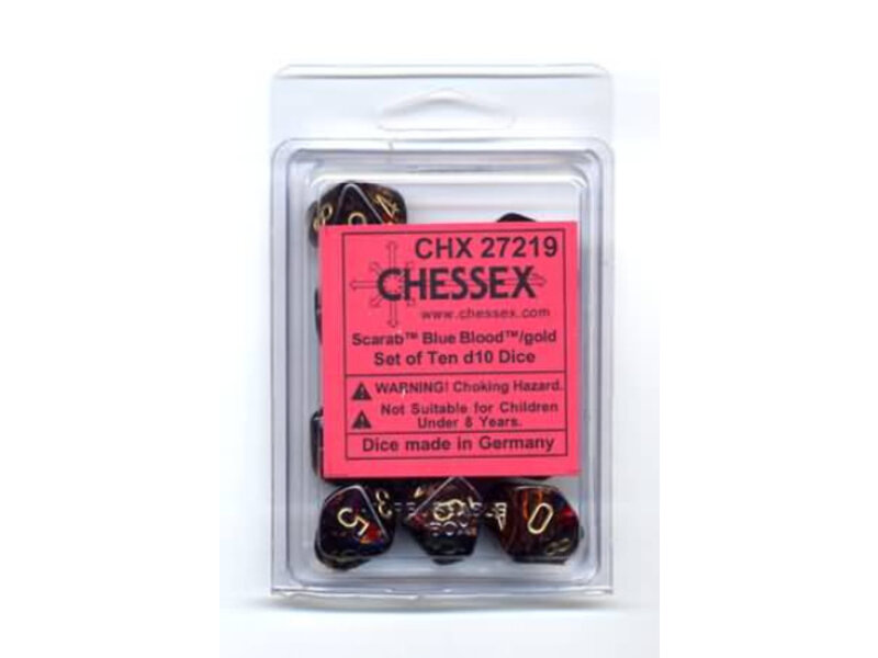Chessex Scarab 10 * D10 Blue Blood / Gold Chessex Dice (CHX27219)