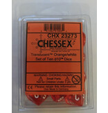 Chessex Translucent 10-Die Set D10 Orange W / White Chessex Dice (CHX23273)