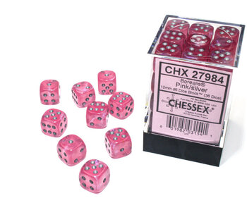 Borealis 36 * D6 Pink / Silver 12mm Luminary Chessex Dice (CHX27984)