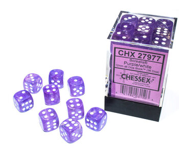 Borealis 36 * D6 Purple / White 12mm Luminary Chessex Dice (CHX27977)