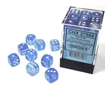 Borealis 36 * D6 Sky Blue / White 12mm Luminary Chessex Dice (CHX27986)