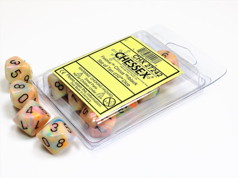Chessex Festive 10 * D10 Circus / Black Chessex Dice (CHX27242)