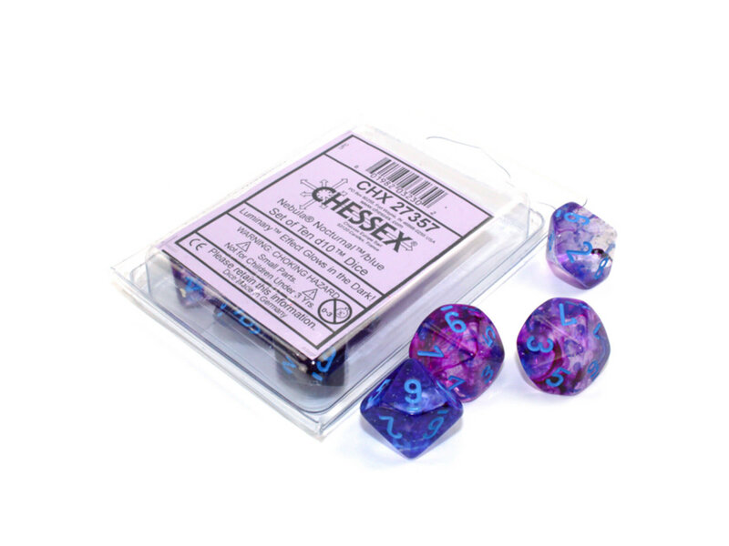 Chessex Nebula 10 * D10 Nocturnal / Blue Luminary Chessex Dice (CHX27357)