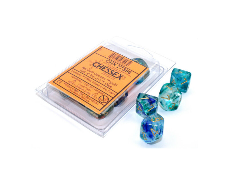 Chessex Nebula 10 * D10 Oceanic / Gold Luminary Chessex Dice (CHX27356)