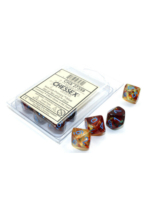 Nebula 10 * D10 Primary / Turquoise Luminary Chessex Dice (CHX27359)