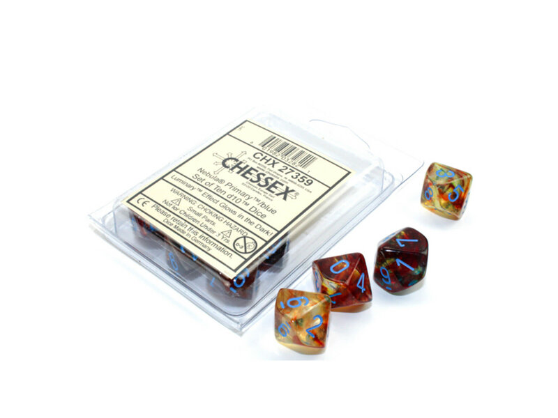 Chessex Nebula 10 * D10 Primary / Turquoise Luminary Chessex Dice (CHX27359)