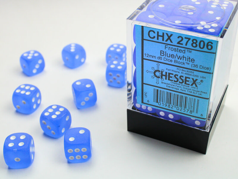 Chessex Frosted 36 * D6 Blue / White 12mm Chessex Dice (CHX27806)