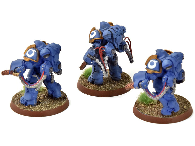 Games Workshop SPACE MARINES 3 Flamethrower Aggressors #4 WELL PAINTED 40K Ultramarines