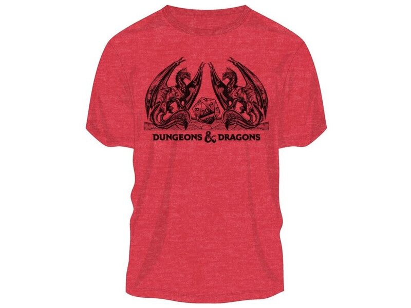 Bioworld Dungeons And Dragons - S Dragons Facing Red Heather Mens Tee
