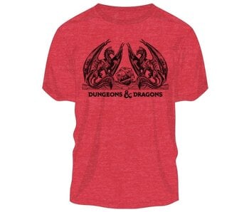 Dungeons And Dragons - M Dragons Facing Red Heather Mens Tee