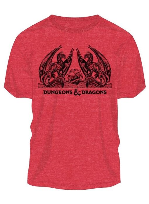 Dungeons And Dragons - L Dragons Facing Red Heather Mens Tee