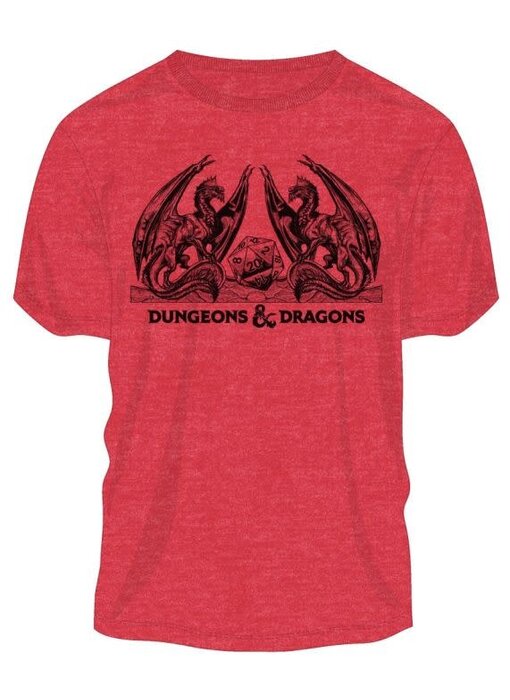 Dungeons And Dragons - XL Dragons Facing Red Heather Mens Tee