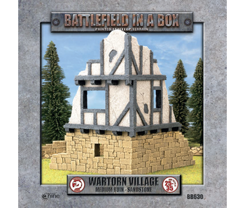 Battlefield In A Box - Wartorn Village Medium Ruin - Sandstone