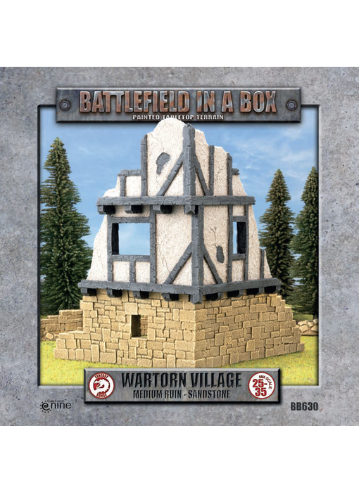 Battlefield In A Box - Wartorn Village Medium Ruin - Sandstone