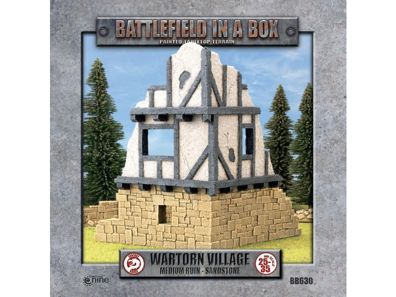 Battlefield in a Box Battlefield In A Box - Wartorn Village Medium Ruin - Sandstone