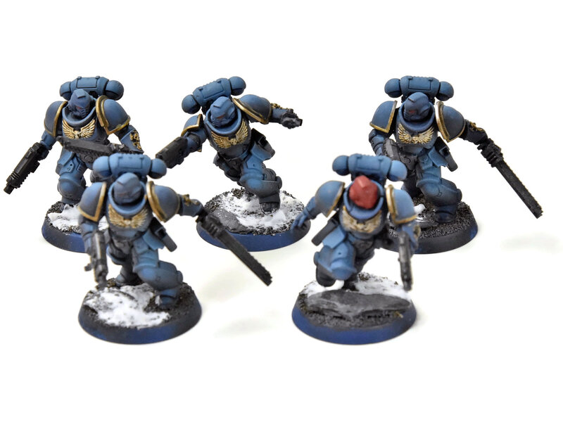 Games Workshop SPACE MARINES 5 Assault Intercessors #2 WELL PAINTED Warhammer 40K