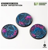 Gamer's Grass Alien Infestation Bases Round 50mm (x3)