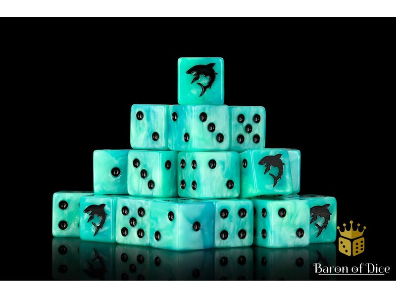 Baron of Dice Carcharodon Great White Shark 16mm Square Dice - (25 Dice)