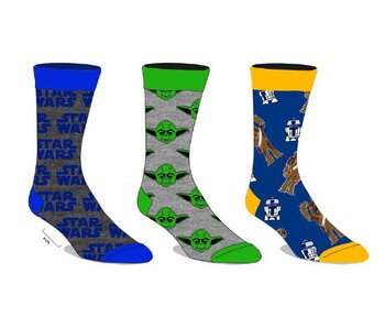 Star Wars - Men's Crew Sock 3 Pack Blue Grey