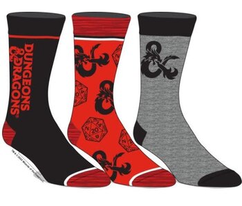 Dungeons & Dragons - Men's 3Pack Crew Socks Red Grey Black