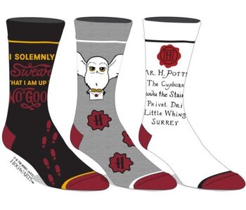 Harry Potter - 3 Pack Crew Socks (Black, Grey, White)