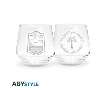 Lord Of The Rings 2 Glass Set Prancing Pony / Tree