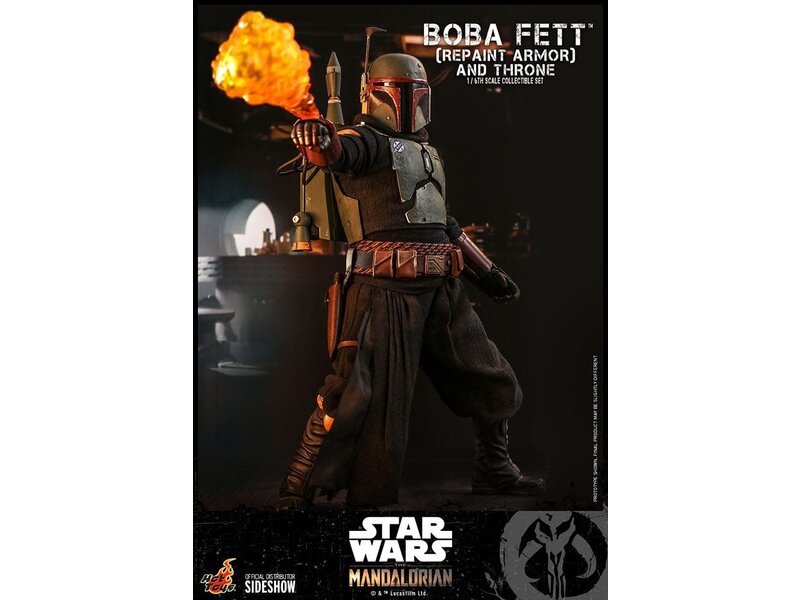 Sideshow Boba Fett (Repaint Armor) and Throne Sixth Scale Figure Set by Hot Toys