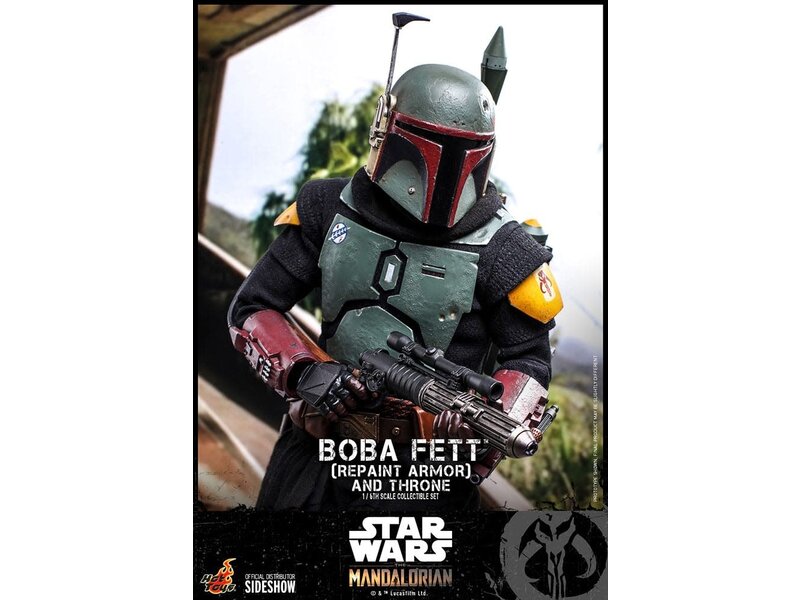 Sideshow Boba Fett (Repaint Armor) and Throne Sixth Scale Figure Set by Hot Toys The Mandalorian - Television Masterpiece Series