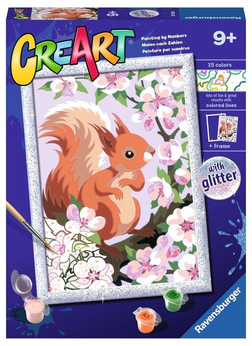 CREART Spring Squirrel with Glitter 7x10 Peinture à Numéros