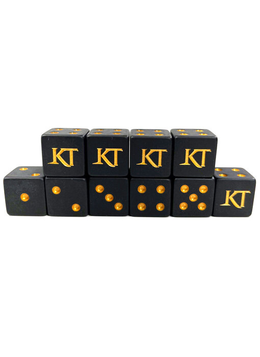 10 * Kingdom of the Titans Dice 16mm KT Custom Dice - Matte Black /Gold (Squared Corner)