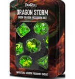Resin 7 Dice Set Dragon Storm Grn Dragon Inclusion