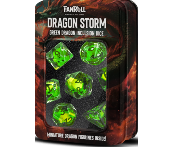 Resin 7 Dice Set Dragon Storm Grn Dragon Inclusion