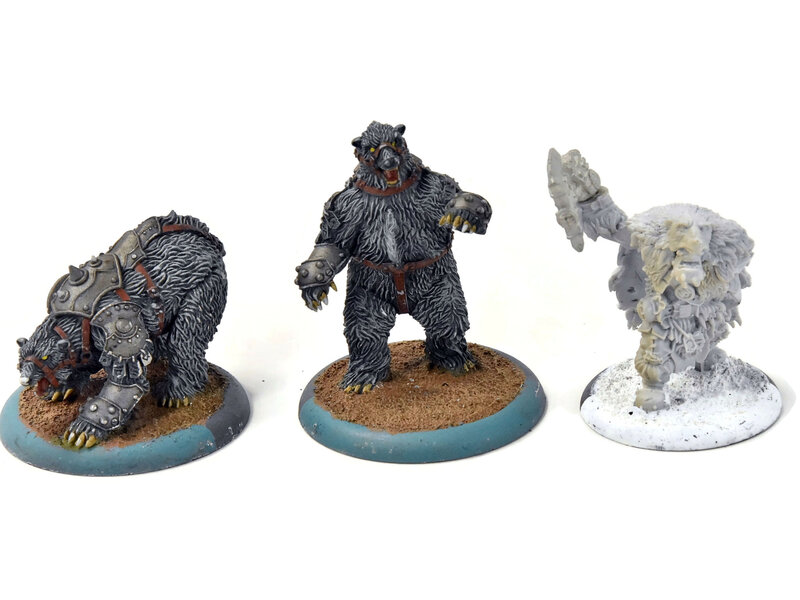 HORDES Northkin Bear Handler & Battle Bears #1 METAL missing 1 head trollbloods