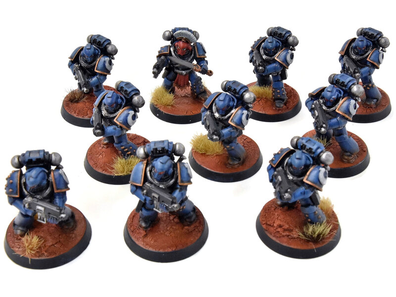 Games Workshop HORUS HERESY Ultramarines 10 MKIV Tactical Squad #2 WELL PAINTED 40K