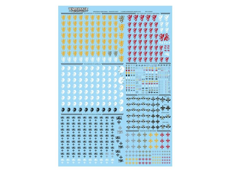 Games Workshop Kingdom Of Bretonnia Transfer Sheet