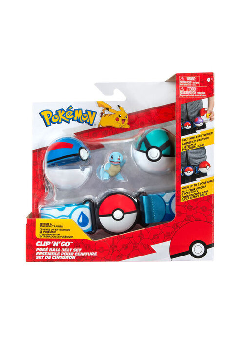 Pokemon Clip N Go Belt Set - Squirtle + Great Ball And Net Ball