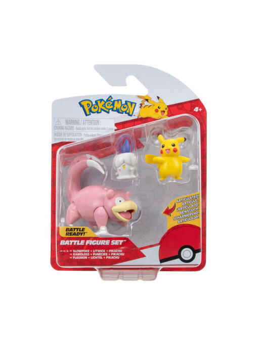 Pokemon Battle Figure Slowpoke + Litwick + Pikachu 3-Inch Mini Figure 3-Pack
