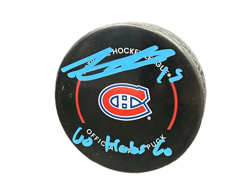 Alex Newhook Autographed & Inscribed Puck - Official