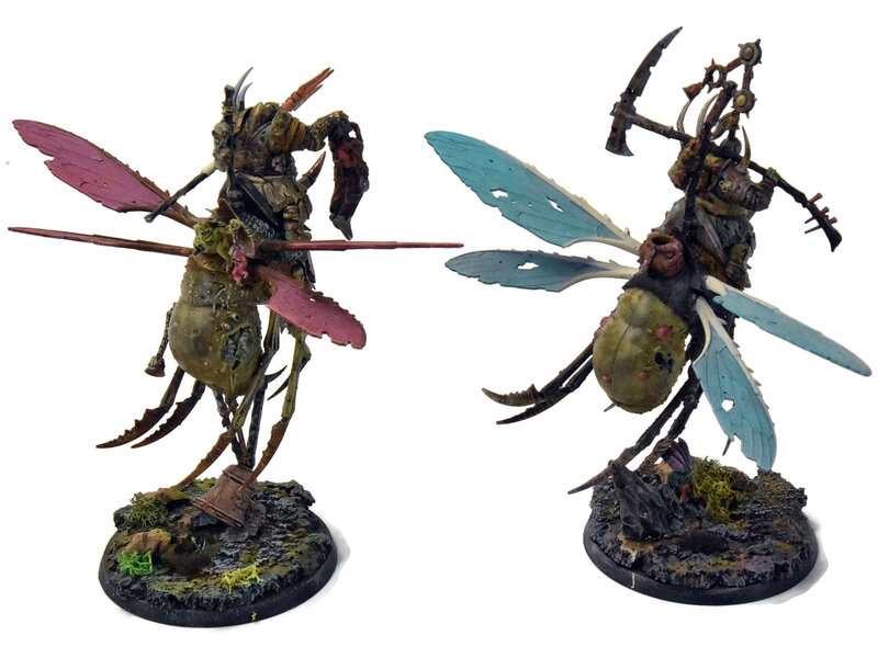 Games Workshop MAGGOTKIN OF NURGLE 2 Plague Drones #1 WELL PAINTED Sigmar Pusgoyle Blightlords