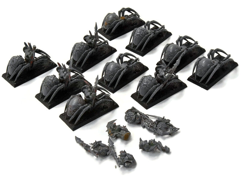 Games Workshop ORCS AND GOBLINS 10 Spider Riders #1 Warhammer Fantasy Skull pass Cleaned