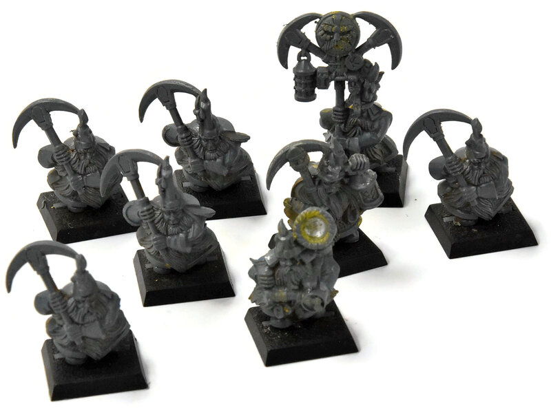 Games Workshop DWARFS 8 Dwarf Miners #1 Warhammer Fantasy Skull pass Cleaned