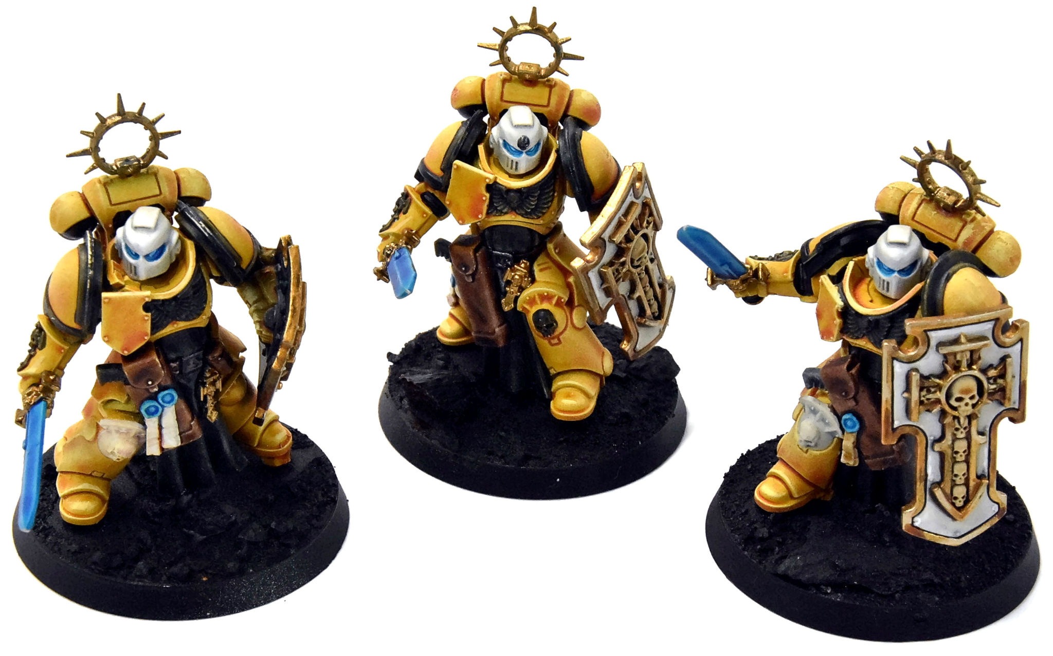 SPACE MARINES Imperial Fists 3 Bladeguard Veterans 1 WELL PAINTED Warhammer 40K Kingdom of