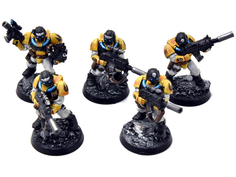 Games Workshop SPACE MARINES Imperial Fists 5 Scout Marines #3 WELL PAINTED Warhammer 40K