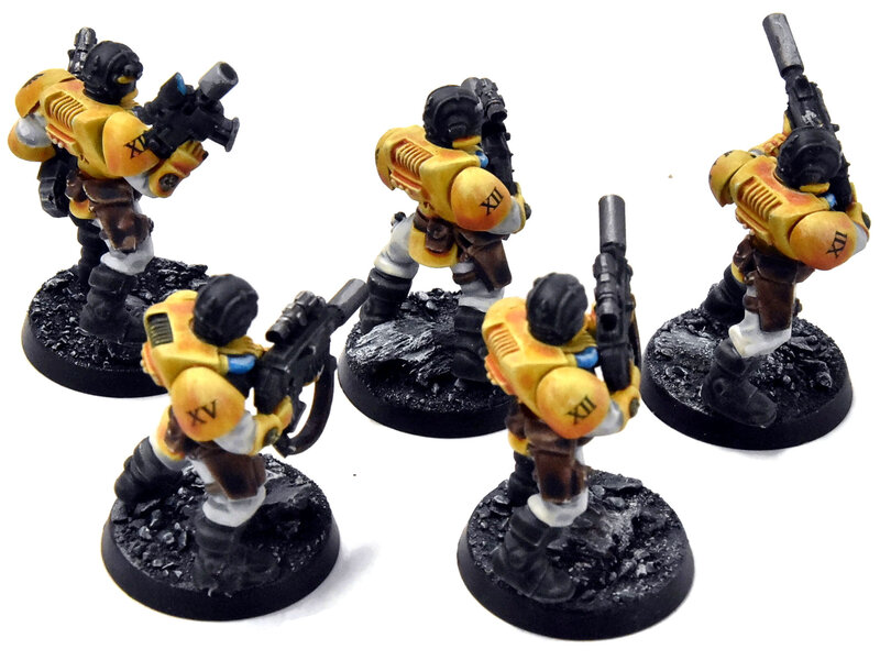Games Workshop SPACE MARINES Imperial Fists 5 Scout Marines #3 WELL PAINTED Warhammer 40K