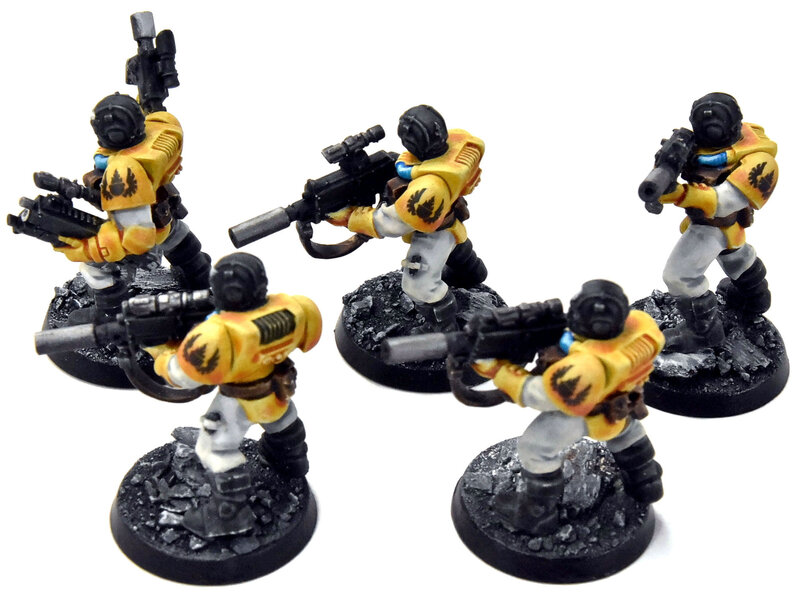 Games Workshop SPACE MARINES Imperial Fists 5 Scout Marines #3 WELL PAINTED Warhammer 40K