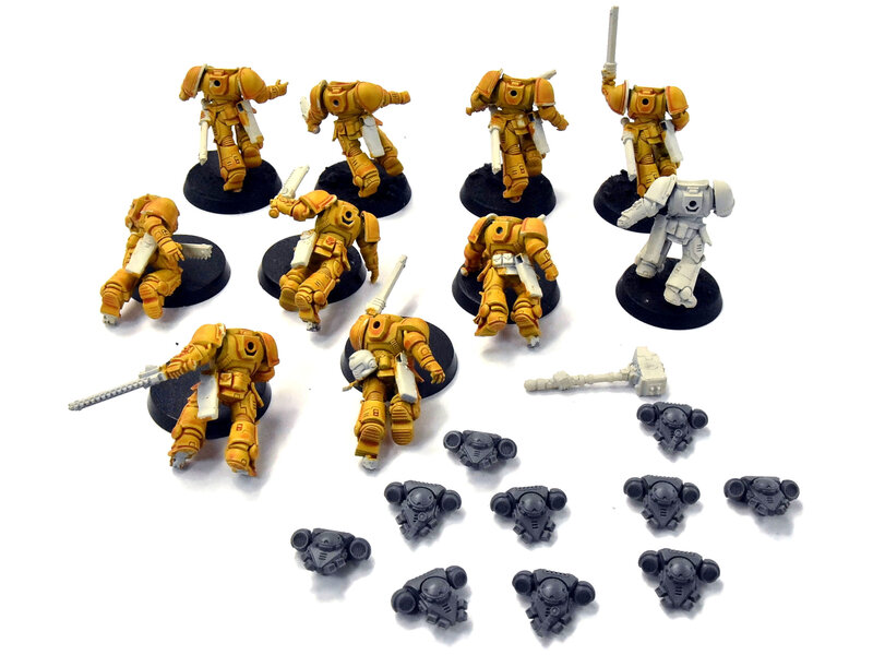 Games Workshop SPACE MARINES Imperial Fists 10 Assault Intercessors #2 missing heads 40K