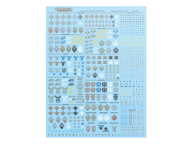 Games Workshop Dwarfen Mountain Holds Transfer Sheet