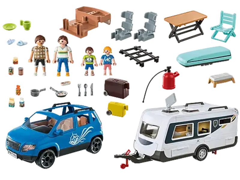 Playmobil Famille avec voiture et caravane(71423)
